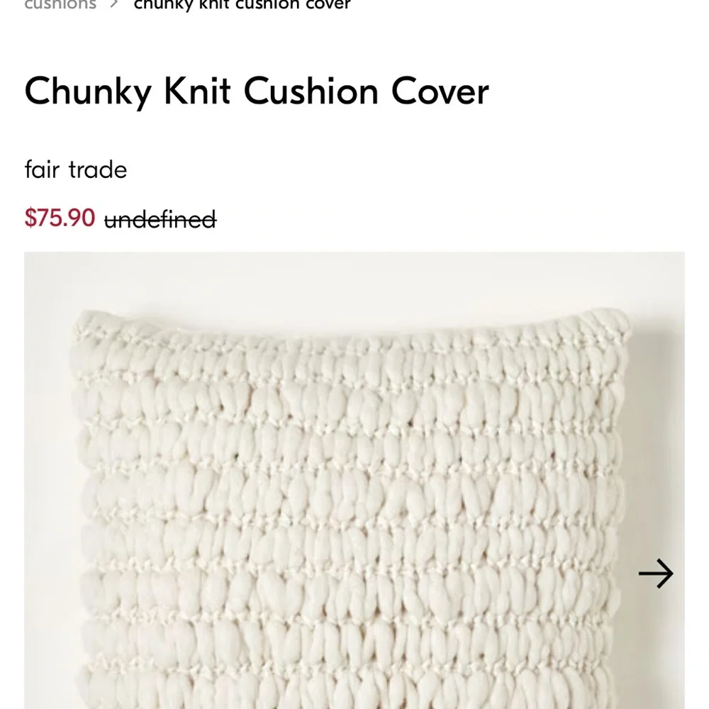 West Elm Cream Textured Accent Pillow NWT